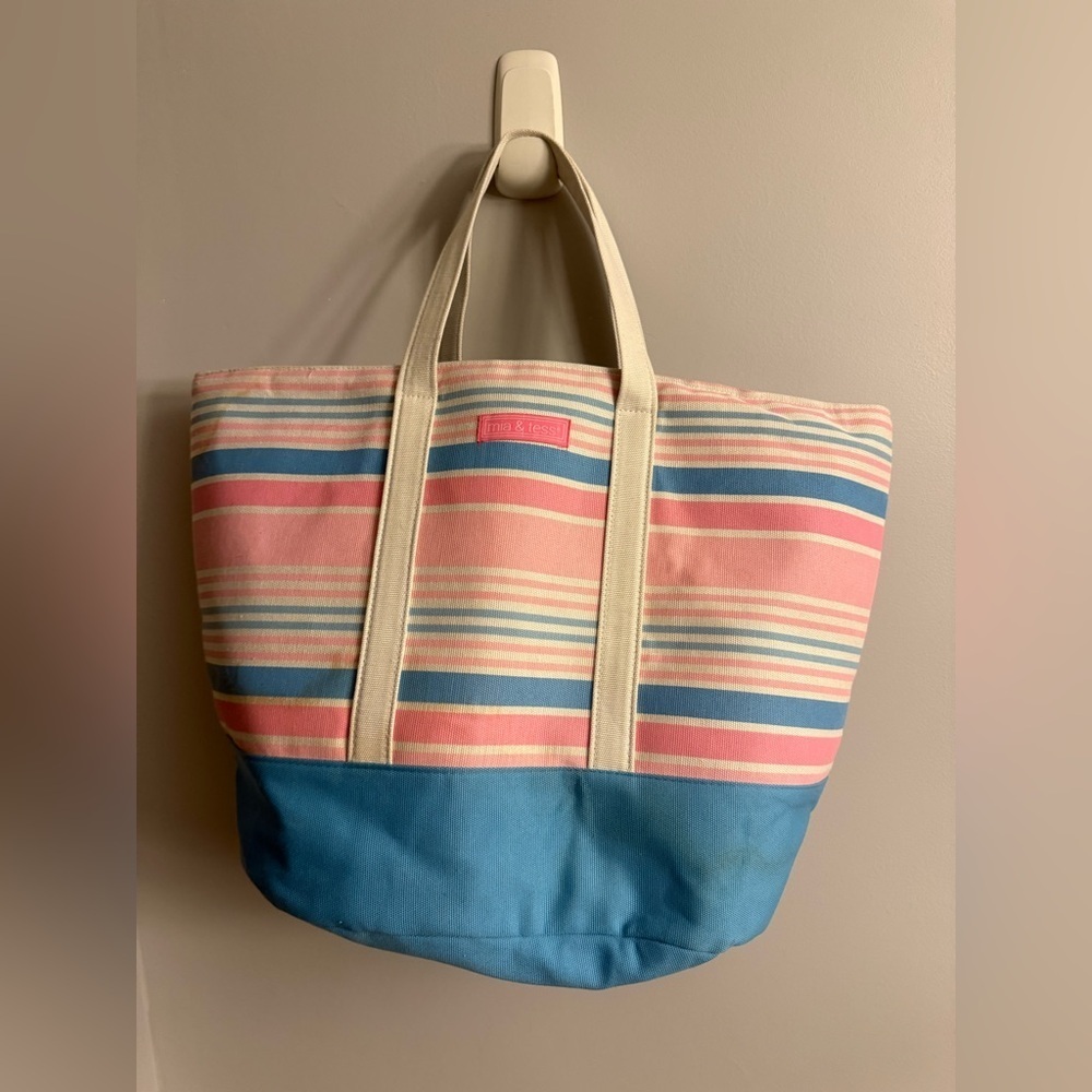 Mia & Tess Striped Canvas Weekend/Beach Tote Bag
